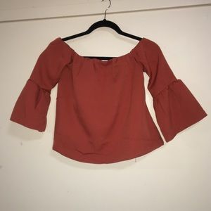 Off-the-Shoulder Rust Blouse